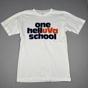 Virginia Cavaliers "ONE HELL UVA SCHOOL" Mens T-Shirt Size Small White Cotton